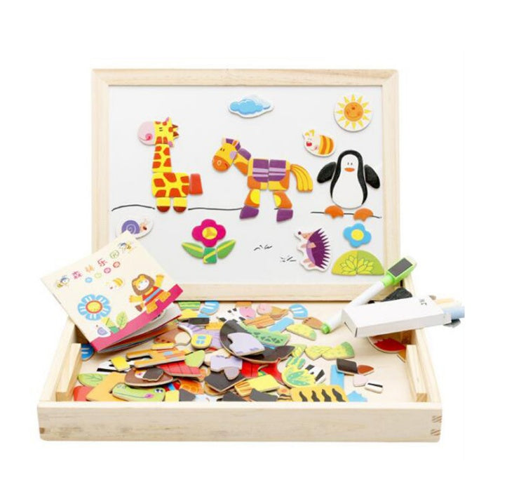 Creative Critters Magnetic Puzzle & Drawing Easel – Double-Sided Fun for Little Artists!