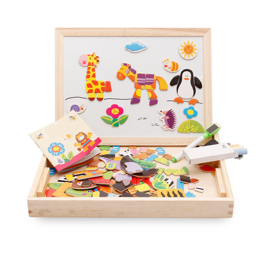 Creative Critters Magnetic Puzzle & Drawing Easel – Double-Sided Fun for Little Artists!