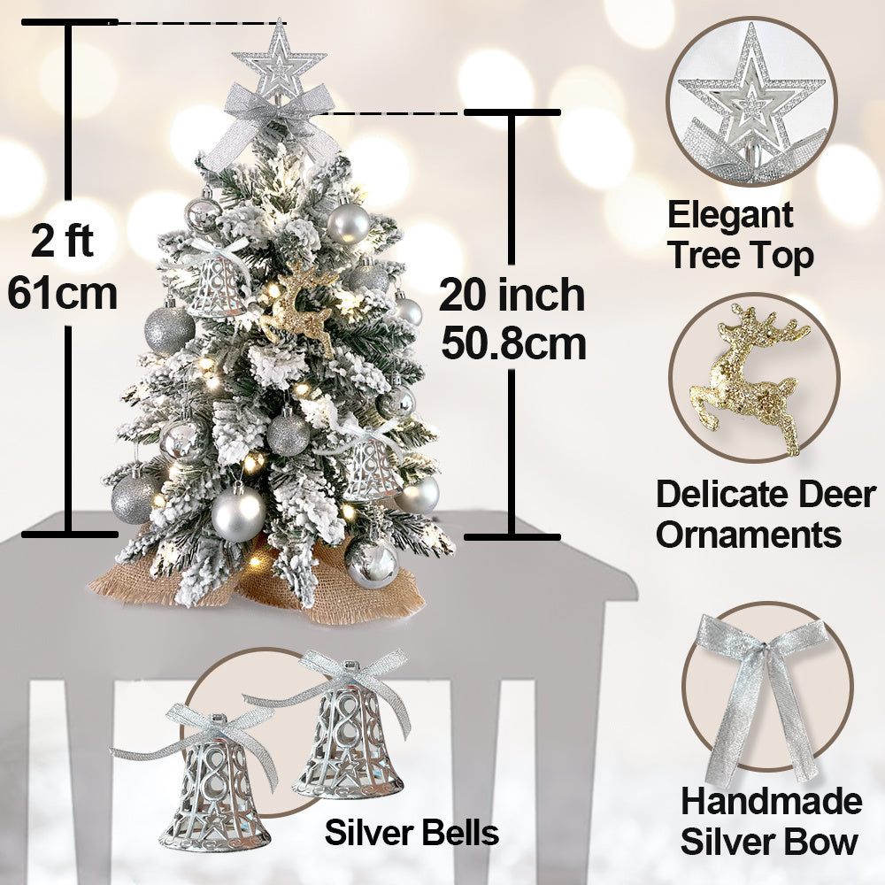 Silver Sparkle Mini Christmas Tree – 2ft Tabletop Holiday Elegance