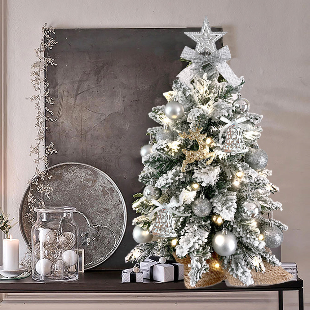 Silver Sparkle Mini Christmas Tree – 2ft Tabletop Holiday Elegance