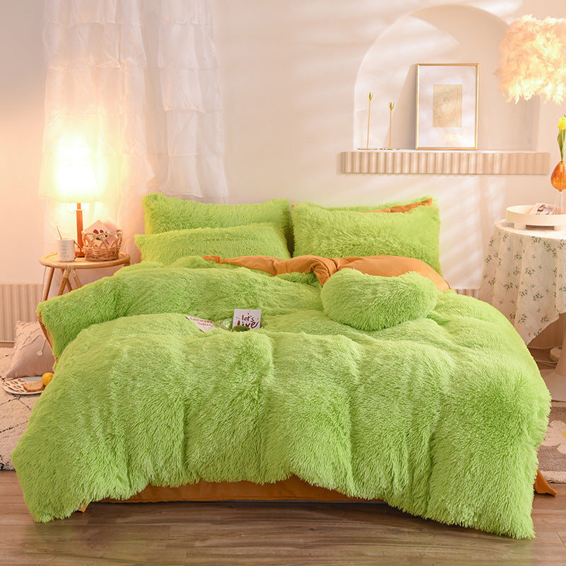 Luxury Thick Fleece Duvet Cover Queen King Winter Warm Bed Quilt Cover Pillowcase Fluffy Plush Shaggy Bedclothes Bedding Set Winter Body Keep Warm