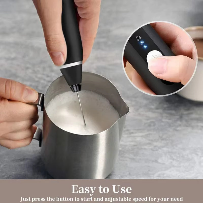 Milk Frother Electric Egg Beater USB Charging Mixer For Coffee Drink Portable Electric Milk Frothers Handheld Blender Cappuccino Cream Egg Beater Food Blender USB Mini Coffee Maker Whisk Mixer