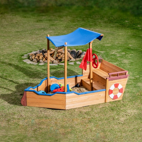 Wooden Sandbox With Storage Bench And Seat, Outdoor Toys For Children Aged 3-8 Years