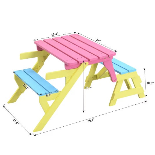 KID'S MULTI-FUNCTIONAL ARM CHAIR,TABLE 2 BENCHES